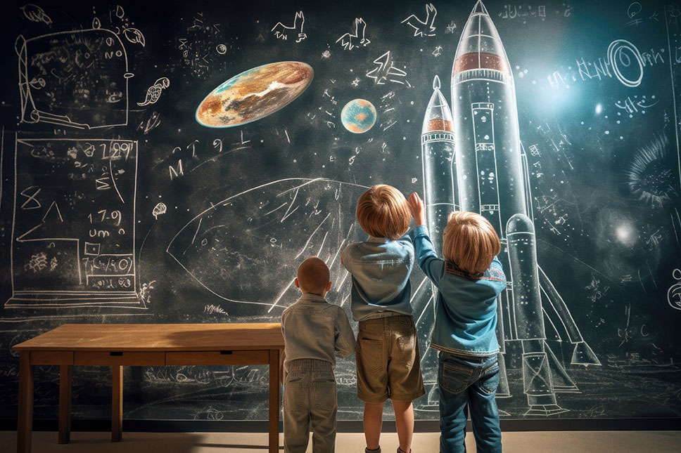 children-science-classes-with-lots-ideas-drawn-blackboard
